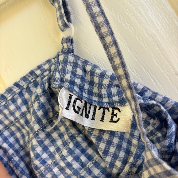 Vintage Blue Gingham Women's Crop Top - Picture 3 of 3